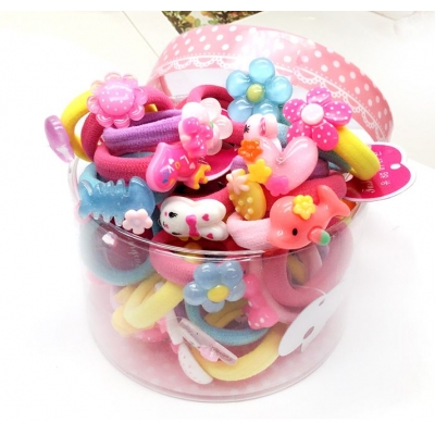 Colorful nylon flower hair bands with plastic box
